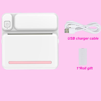 Portable Mini Printer HD Photo Pocket Thermal Label With White Color Adhesive Paper Wireless Bluetooth Learning Paper Mini Maker