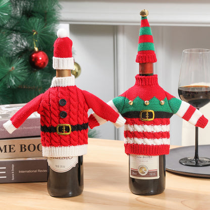 Christmas Holiday Decoration Knitted Clothes Wine Bottle